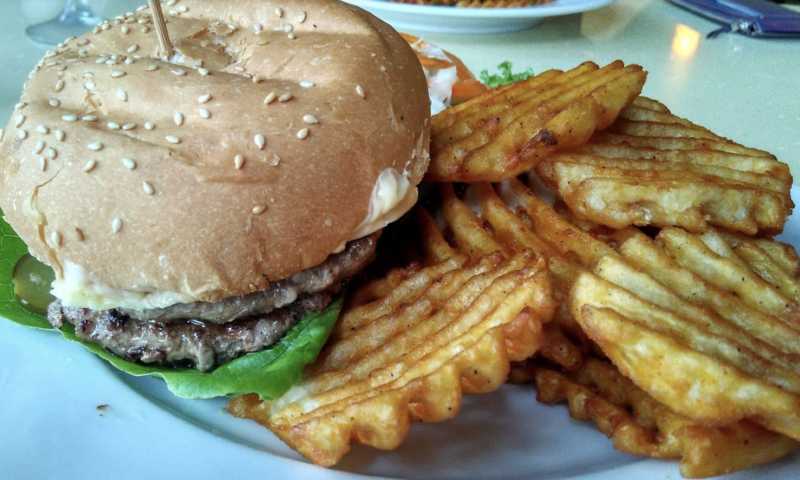 Siloso Beach Cafe Restaurant at Siloso Beach serving burger steak